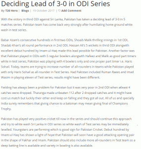 Pakistan Takes Deciding Lead of 3-0 in ODI Series Blogs