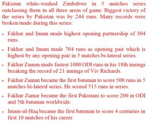 Record Breaking Series – Pakistan vs Zimbabwe 2018 international
