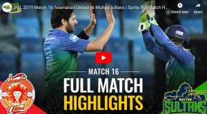 PSL 4 Match 16 – United vs Sultans – HIGHLIGHTS Videos