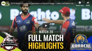 PSL 4 Match 20 – Qalanders vs Kings – HIGHLIGHTS Videos